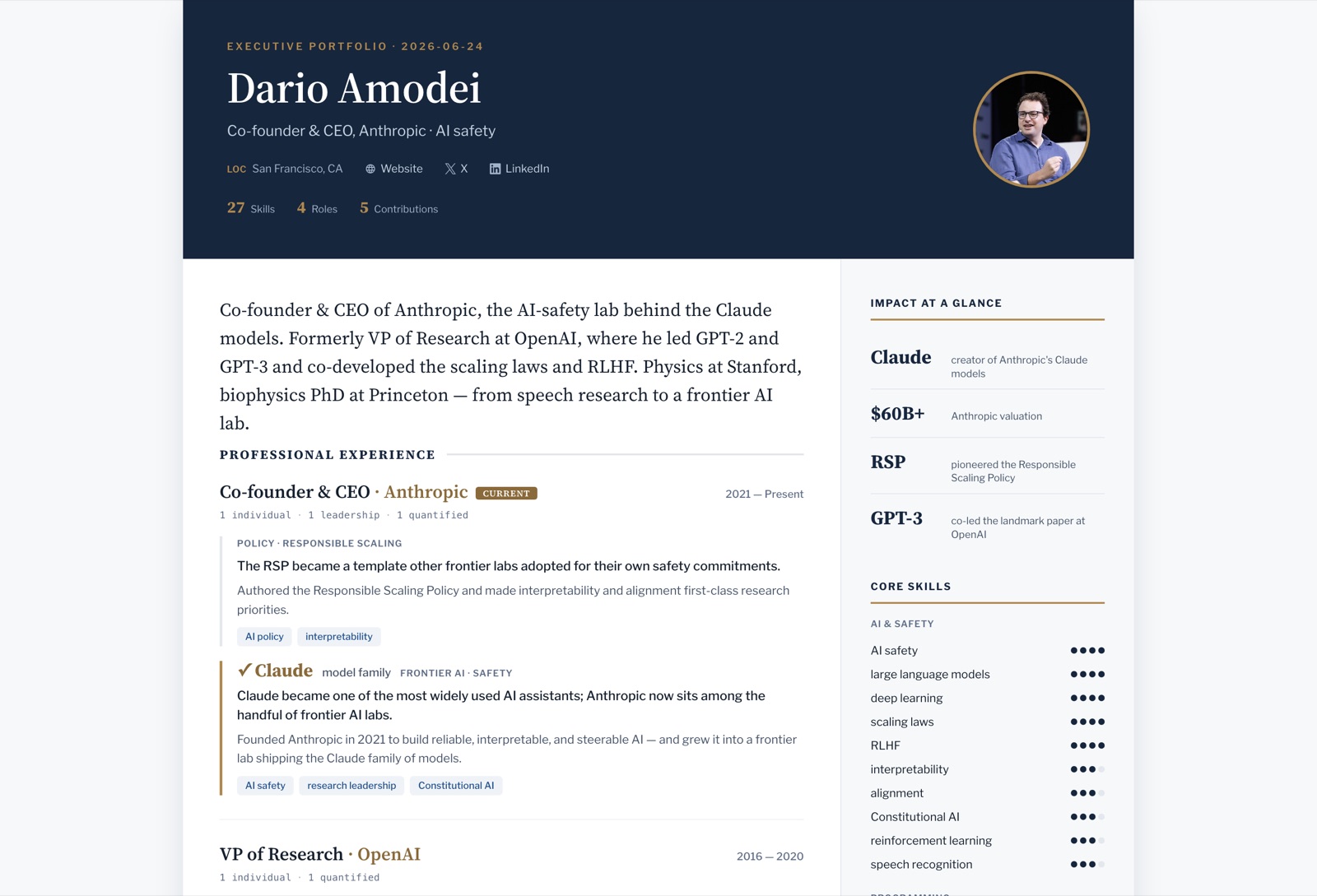The Executive design, previewed as Dario Amodei